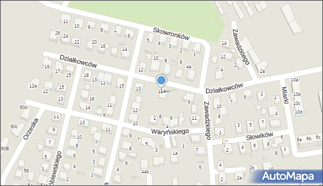 Łaziska Górne, Działkowców, 9a, mapa Łaziska Górne