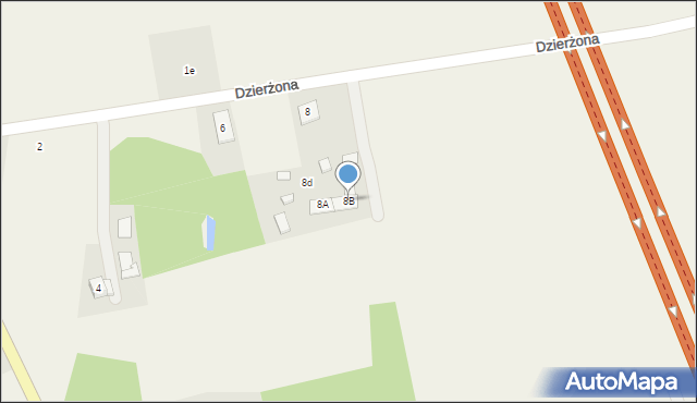 Łomnica, Dzierżona Jana, ks., 8B, mapa Łomnica