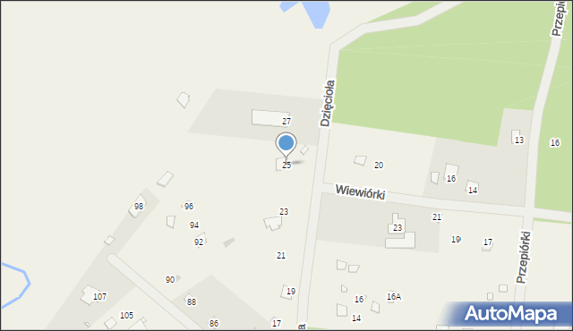 Łosie, Dzięcioła, 25, mapa Łosie