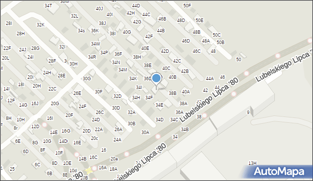 Lublin, Dzierżawna, 36C, mapa Lublina