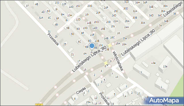 Lublin, Dzierżawna, 6A, mapa Lublina