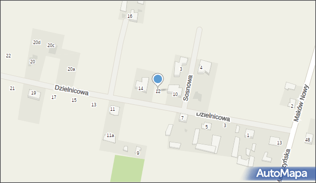 Maków Nowy, Dzielnicowa, 12, mapa Maków Nowy