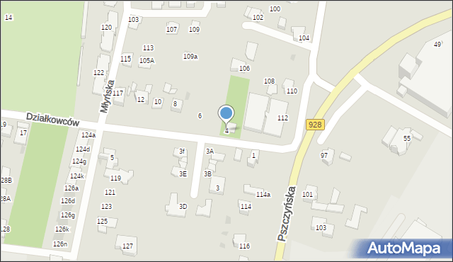 Mikołów, Działkowców, 4, mapa Mikołów
