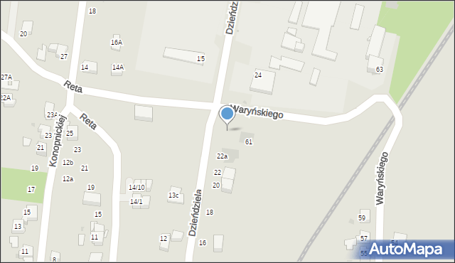 Mikołów, Dzieńdziela Mieczysława, 22b, mapa Mikołów