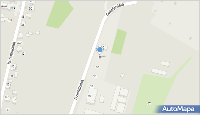 Mikołów, Dzieńdziela Mieczysława, 38, mapa Mikołów