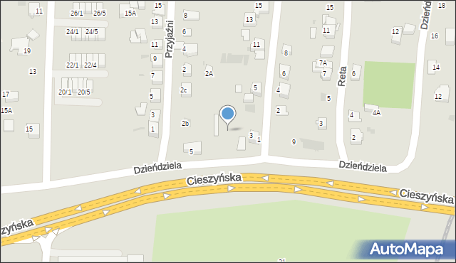 Mikołów, Dzieńdziela Mieczysława, 7, mapa Mikołów