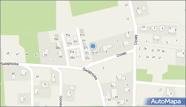 Mogilany, Działy, 3, mapa Mogilany