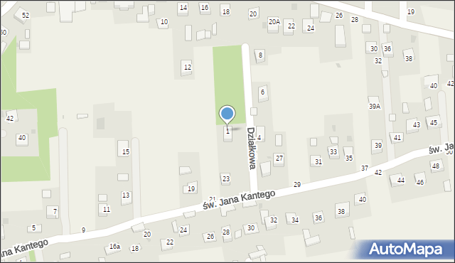 Mokrzyska, Działkowa, 1, mapa Mokrzyska