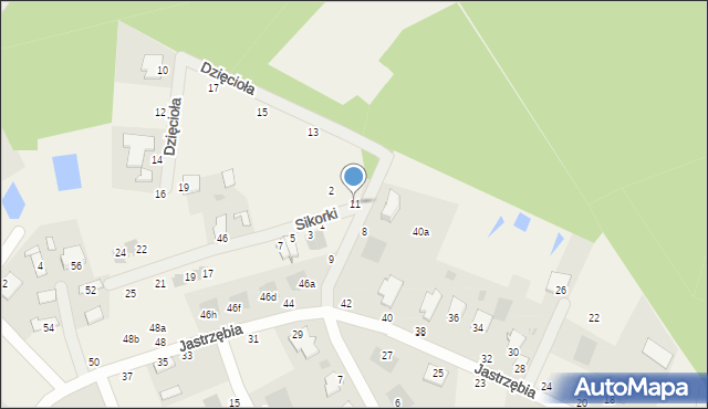 Murowaniec, Dzięcioła, 11, mapa Murowaniec