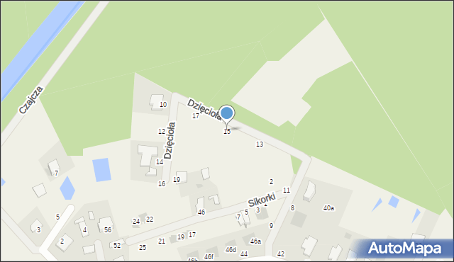 Murowaniec, Dzięcioła, 15, mapa Murowaniec