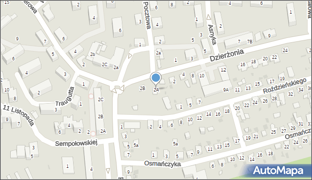 Mysłowice, Dzierżonia Jana, 2A, mapa Mysłowice