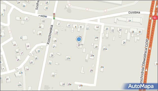 Mysłowice, Dzióbka Adama, 10, mapa Mysłowice