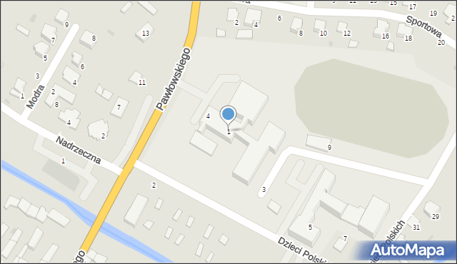 Myszyniec, Dzieci Polskich, 1, mapa Myszyniec