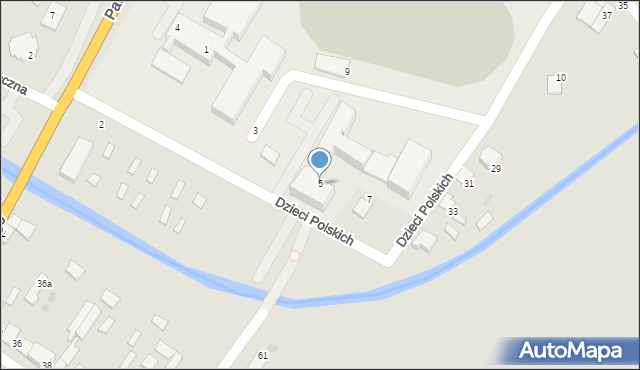 Myszyniec, Dzieci Polskich, 5, mapa Myszyniec