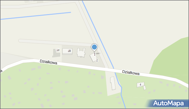 Niekanin, Działkowa, 1, mapa Niekanin