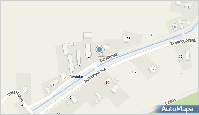 Niwiska, Działkowa, 7A, mapa Niwiska