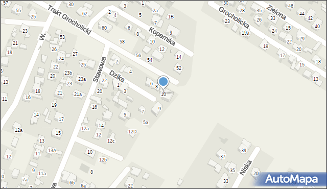 Nowe Grocholice, Dzika, 10, mapa Nowe Grocholice
