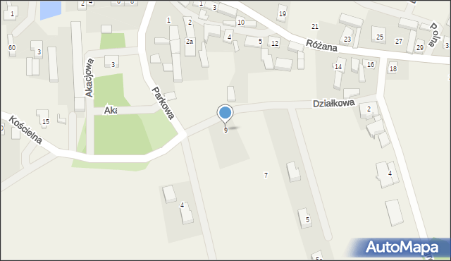 Nowe Żabno, Działkowa, 9, mapa Nowe Żabno