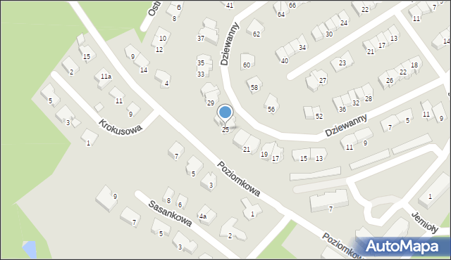 Olsztyn, Dziewanny, 25, mapa Olsztyna