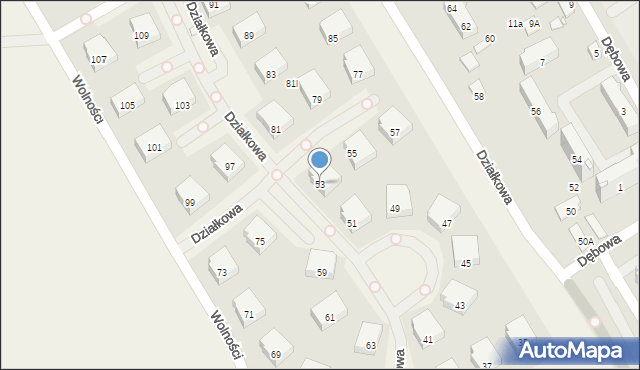 Parzniew, Działkowa, 53, mapa Parzniew