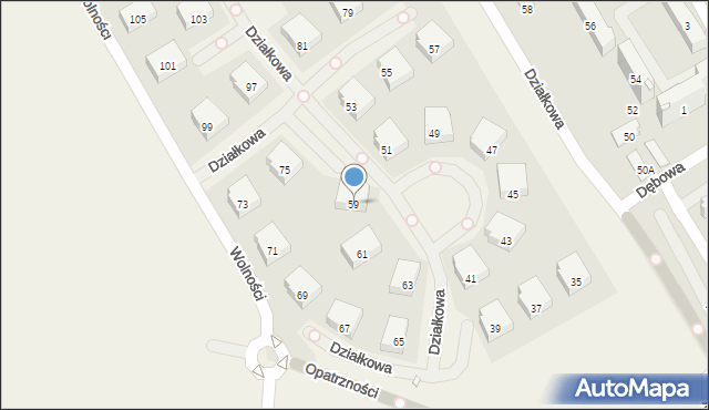 Parzniew, Działkowa, 59, mapa Parzniew