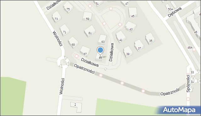 Parzniew, Działkowa, 65, mapa Parzniew