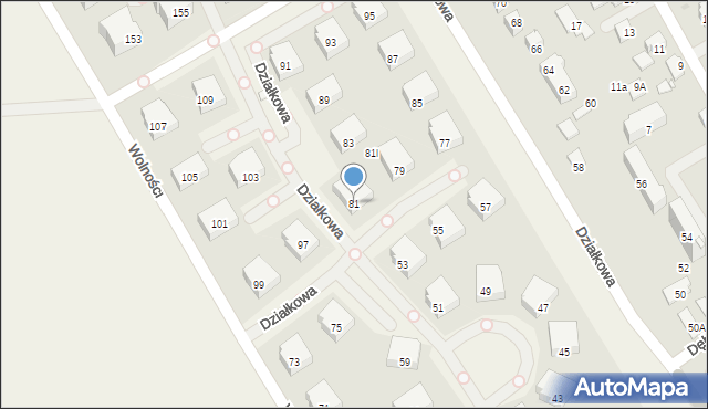 Parzniew, Działkowa, 81, mapa Parzniew