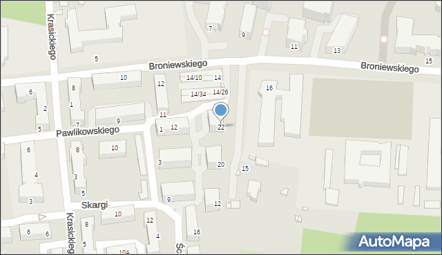 Piotrków Trybunalski, Działkowa, 22, mapa Piotrków Trybunalski