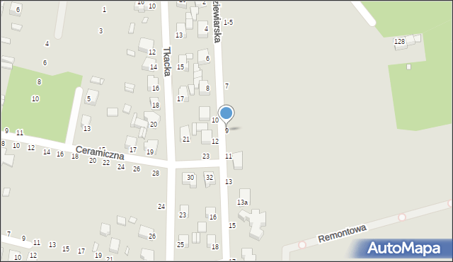 Piotrków Trybunalski, Dziewiarska, 9, mapa Piotrków Trybunalski