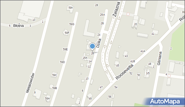 Piotrków Trybunalski, Dzika, 16, mapa Piotrków Trybunalski