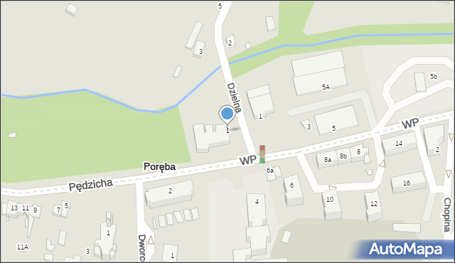 Poręba, Dzielna, 1, mapa Poręba