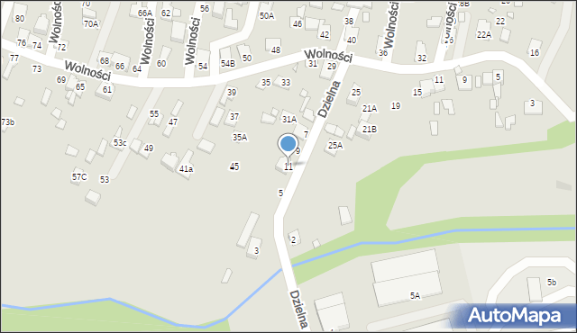 Poręba, Dzielna, 11, mapa Poręba