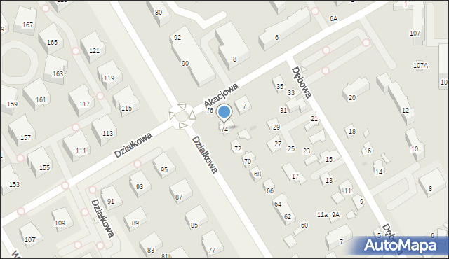 Pruszków, Działkowa, 74, mapa Pruszków
