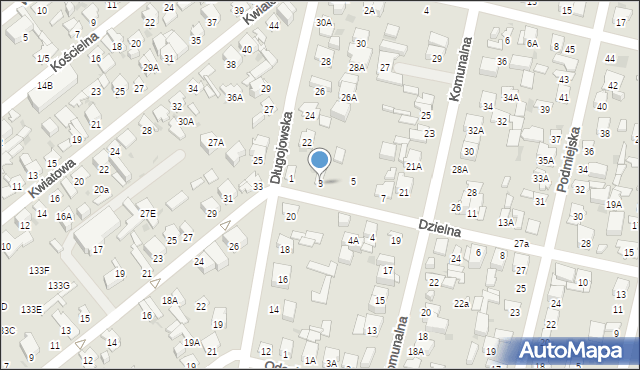 Radom, Dzielna, 3, mapa Radomia