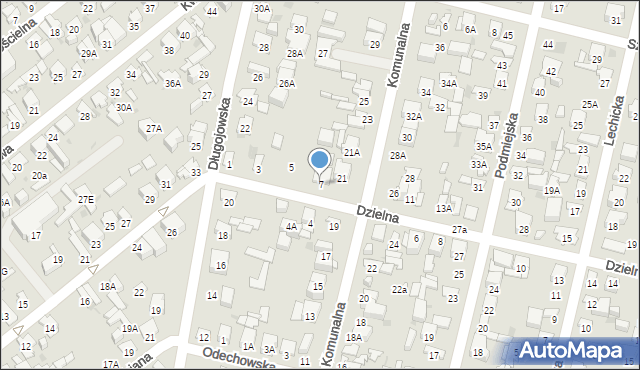 Radom, Dzielna, 7, mapa Radomia