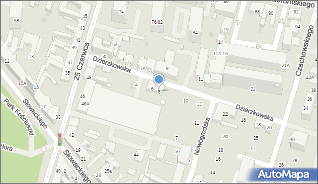 Radom, Dzierzkowska, 8, mapa Radomia