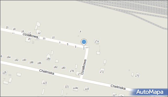 Rejowiec Fabryczny, Działkowa, 1, mapa Rejowiec Fabryczny