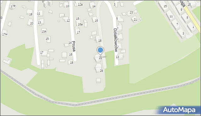 Rybnik, Działkowców, 22, mapa Rybnika
