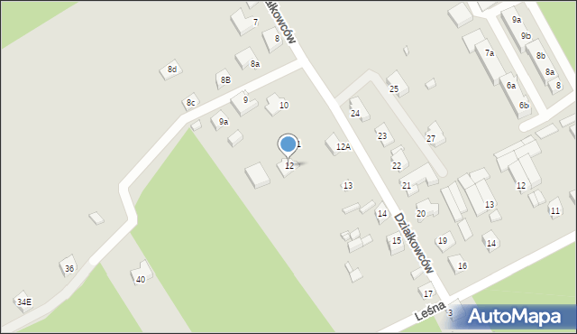 Skwierzyna, Działkowców, 12, mapa Skwierzyna