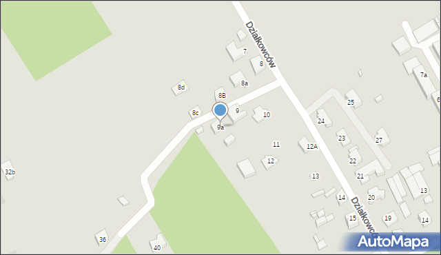 Skwierzyna, Działkowców, 9a, mapa Skwierzyna