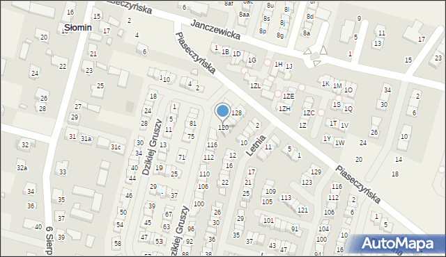 Słomin, Dzikiej Gruszy, 120, mapa Słomin