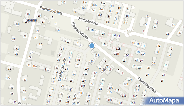 Słomin, Dzikiej Gruszy, 132, mapa Słomin