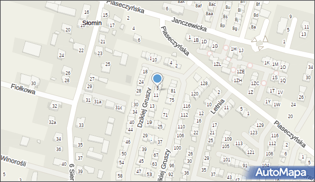 Słomin, Dzikiej Gruszy, 7, mapa Słomin