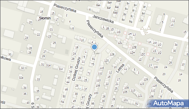 Słomin, Dzikiej Gruszy, 85, mapa Słomin