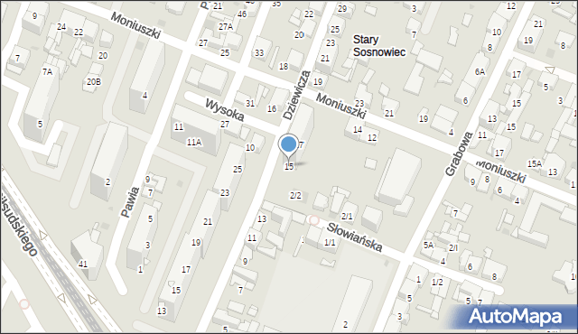 Sosnowiec, Dziewicza, 15, mapa Sosnowca