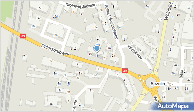 Strzelin, Dzierżoniowska, 8, mapa Strzelin