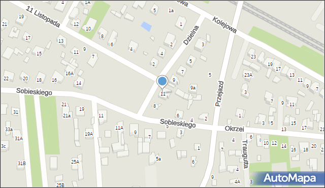 Sulejówek, Dzielna, 11, mapa Sulejówek