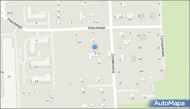 Świdnik, Działkowca, 7, mapa Świdnika