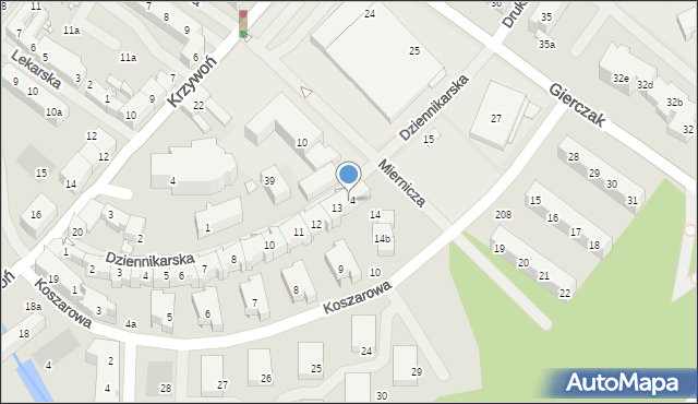 Szczecin, Dziennikarska, 14, mapa Szczecina