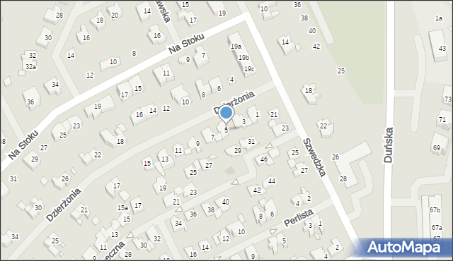Szczecin, Dzierżonia Jana, ks., 5, mapa Szczecina
